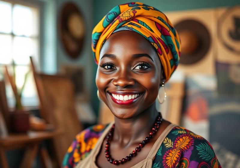 African creative in her studio